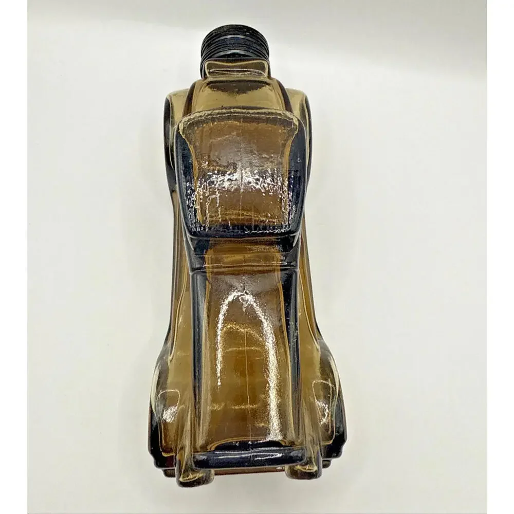 Vintage Avon Sterling Six Leather After Shave Car Amber Glass Decanter 1970